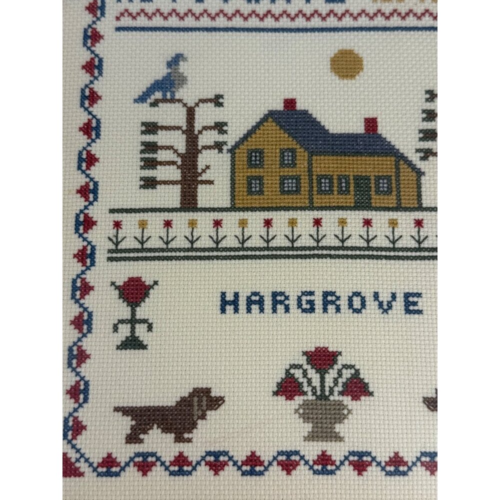 Framed Art Cross Stitch Embroidery Sampler Vintage ABC Alphabet Finished 1980s - Picture 10 of 12